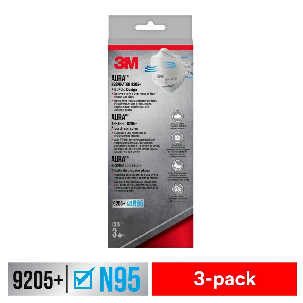3M 3pk Aura Particulate Respirator 9205+