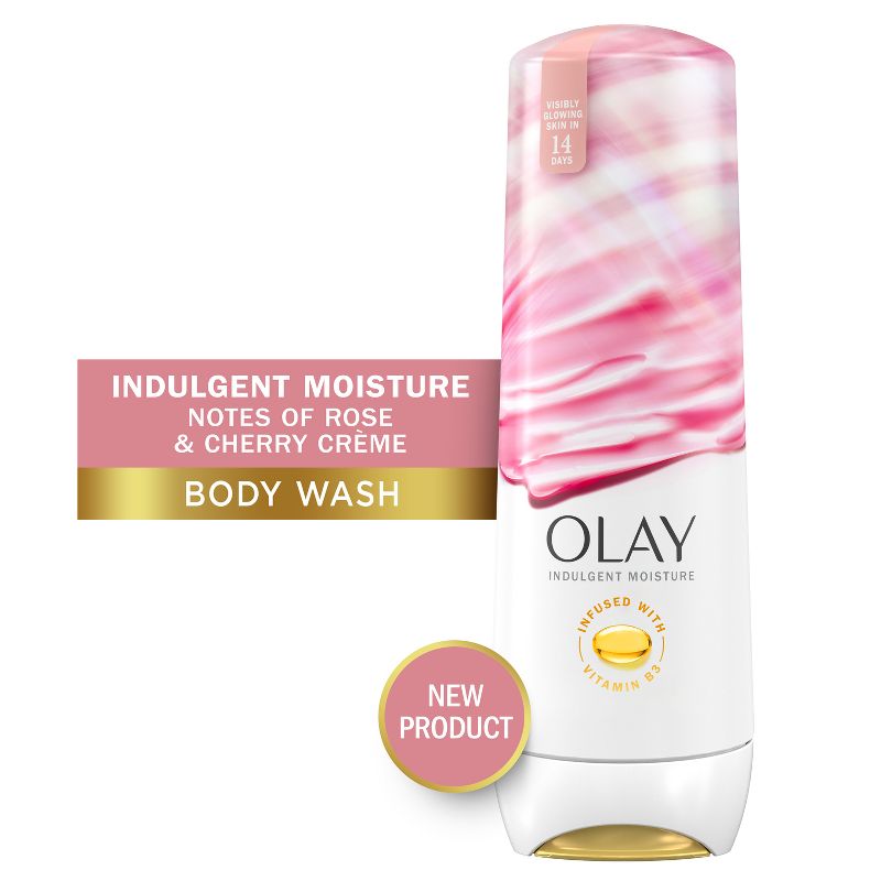 Olay Indulgent Moisture Body Wash Infused with Vitamin B3 - Notes of Rose and Cherry Cr&#232;me - 20 fl oz, 3 of 11