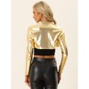 INSPIRE CHIC Women's Cropped Holographic Party Shiny Lightweight Long Sleeve Shrugs - 4 of 4
