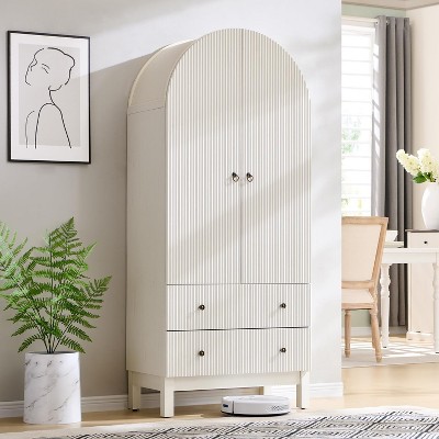 SinCiDo Arched Cabinet, 71 "High Pantry Cabinet, with Adjustable Shelves and 2 Large Drawers, Cabinet, for Living Room, Bathroom, Kitchen