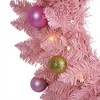 Nearly Natural 24" Pre-lit LED Pine Artificial Christmas Wreath Pink with Warm White Lights - image 3 of 4