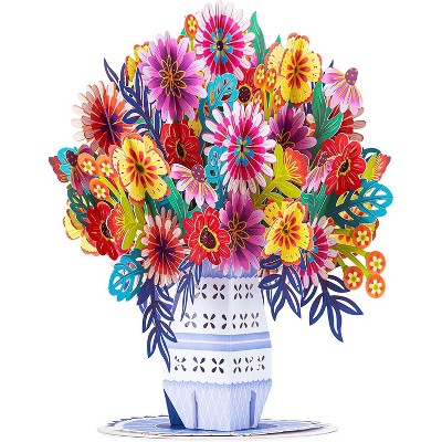 Paper Love HugePop 3D Exotica Bouquet Pop Up Card with Detachable Paper Flower Bouquet, Gift for All Occasions - Jumbo 10" x 14" Cards