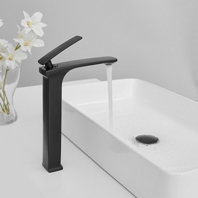 Matte Black Single Handle Vessel Sink Faucet with Drain Assembly