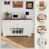 AENKYO 54" Buffet Sideboard with Storage, Kitchen Island with Wood Top, 4 Drawers, Wine Rack & Towel Bar, Dining Table, White - 2 of 4
