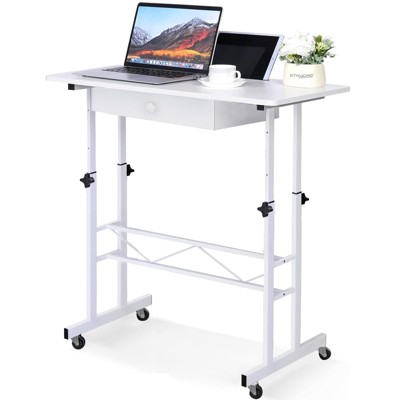 COMHOMA Small Standing Desk Adjustable Height, 32" Portable Computer Desk with Wheels