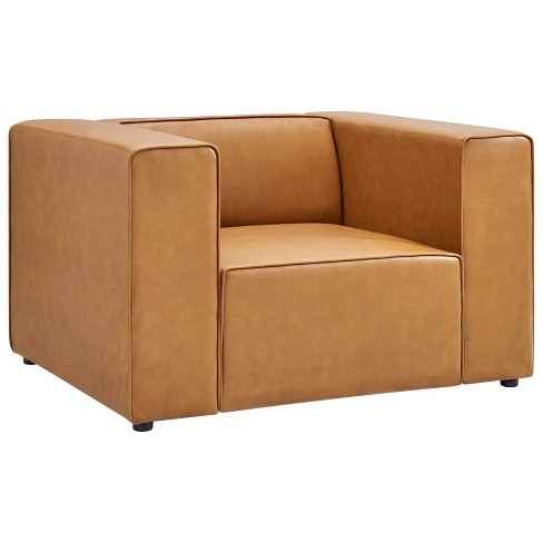 Mingle Vegan Leather Armchair Tan Modway