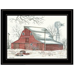 "Winter Barn with Pickup Truck" by Cindy Jacobs, Ready to Hang Framed Print, Black Frame - 1 of 1