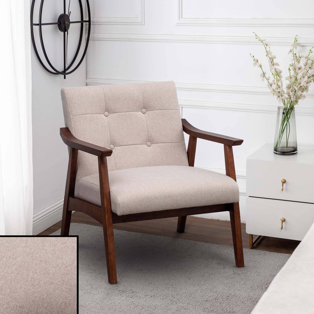 Take a Seat Natalie Accent Chair: Mid-Century, Tufted, Foam Cushion, Wood Frame - Breighton Home