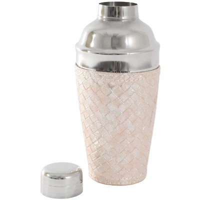 Silver Hammered Stainless Steel Cocktail Shaker with Strainer