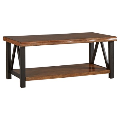 Hartwell Living Edge Rustic Industrial Cocktail Table - Brown - Inspire Q