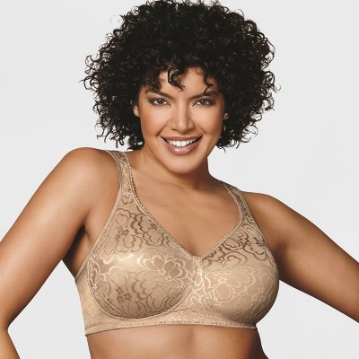 Beauty by Bali Women's Double Support Jacquard Wirefree Bra B372 - Taupe  Tan 38C