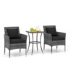 Costway 3 PCS Patio Furniture Set with Cushioned Patio Chairs & Tempered Glass Coffee Table Grey/Navy/White/Black - 2 of 4