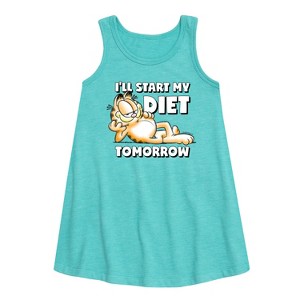 - Garfield - Start My Diet Tomorrow Graphic Sleeveless Aline Dress - 1 of 3