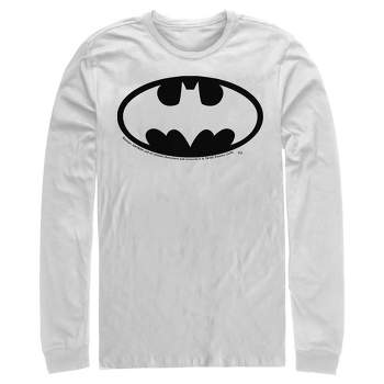 Men\'s Batman Logo Classic Wing Long Sleeve Shirt - Black - Medium : Target
