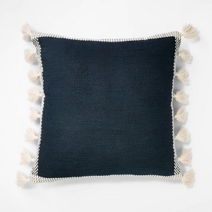 Woven Frame Square Throw Pillow with Side Tassels - Threshold™ designed with Studio McGee - 1 of 4