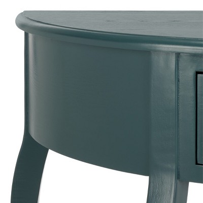 Teal Demilune Wood Console Table with Storage