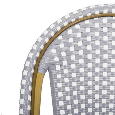 Salcha Gray and White Wicker Bistro Side Chair Set