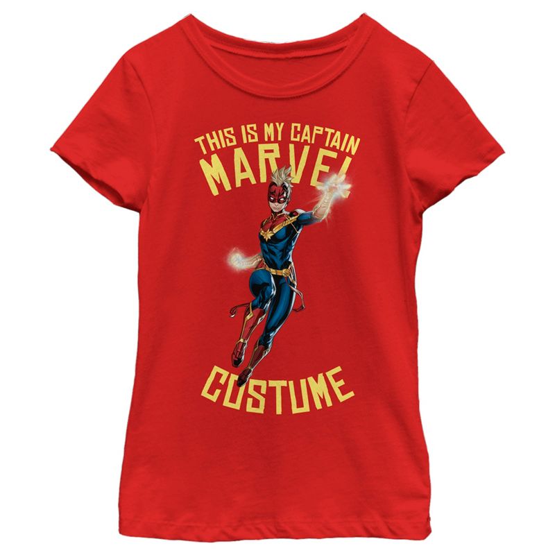 Girl's Marvel Halloween This is my Captain Marvel Costume T-Shirt, 1 of 6