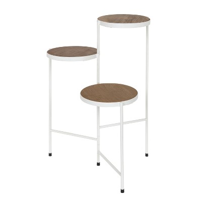 Kate and Laurel Fields Round Metal Plant Stand, 17x22x30, White
