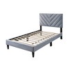 Royal Hampton Full Size Bed, Tufted Gray Velvet Upholstery, Chevron Stitch - 3 of 4