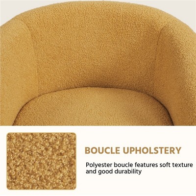 Mustard Yellow Boucle Barrel Accent Chair with Manufactured Wood Frame