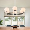 LLHZSY 35 2/5" Milky White Glass Globes Chandelier 6-Light Iron & Glass Fixture, Adjustable-Black - 2 of 4