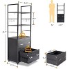 VINGLI Tall 2 Drawer File Cabinet with Lock for Letter Legal Folders, Wood Rolling Filing Cabinets with Shelves for Home Office, Black - 2 of 4