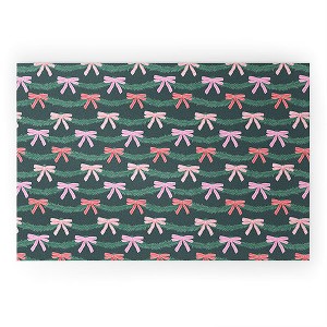 KrissyMast Christmas Garland with Bows Large Welcome Mat - Deny Designs - 1 of 3