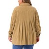 Women's Plus Size Corduroy Lapel Button Down Long Sleeve Pleated Back Casual Shacket Jacket with Pocket - Agnes Orinda - 4 of 4