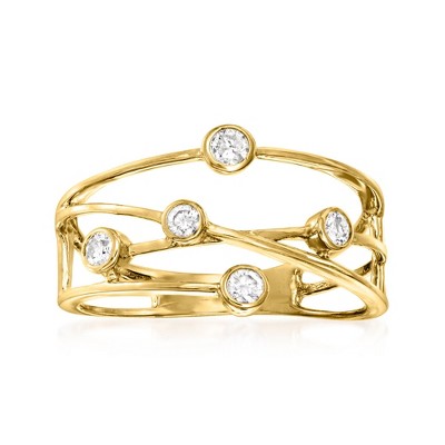 Ross-Simons 0.25 ct. t.w. Bezel-Set Diamond Crisscross Ring in 14kt Yellow Gold