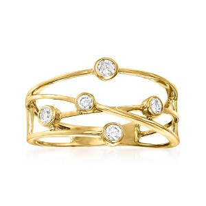Ross-Simons 0.25 ct. t.w. Bezel-Set Diamond Crisscross Ring in 14kt Yellow Gold - 1 of 4