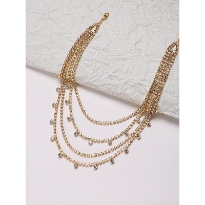 Women's Rhinestone Bling Multi-Strand Necklace - Crystal Silver