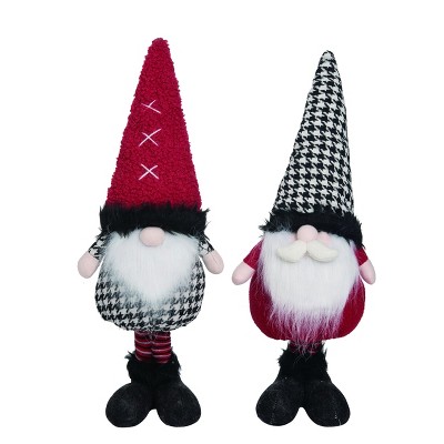 Transpac Fabric 6 in. Multicolor Christmas Plush Herringbone Gnome Set of 2