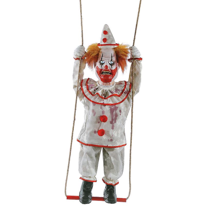 Seasonal Visions Animated Swinging Scary Clown Halloween Decoration - 46 in - White, 1 of 2