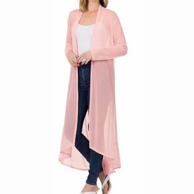 Women's Mesh Long Open Front Cardigan - 42POPS