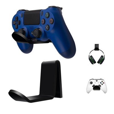 Insten 2-Pack Acrylic Headphone Stand & Gaming Controller Wall Mount Holder for Xbox One, PS4, PS5, Nintendo Switch & Gamer Headset, Black