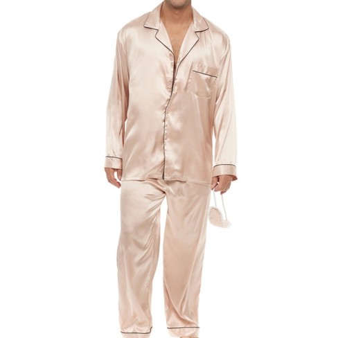 Alexander Del Rossa Men's Classic Satin Pajamas With Pockets, Pj And  Matching Sleep Mask Champagne X Large : Target