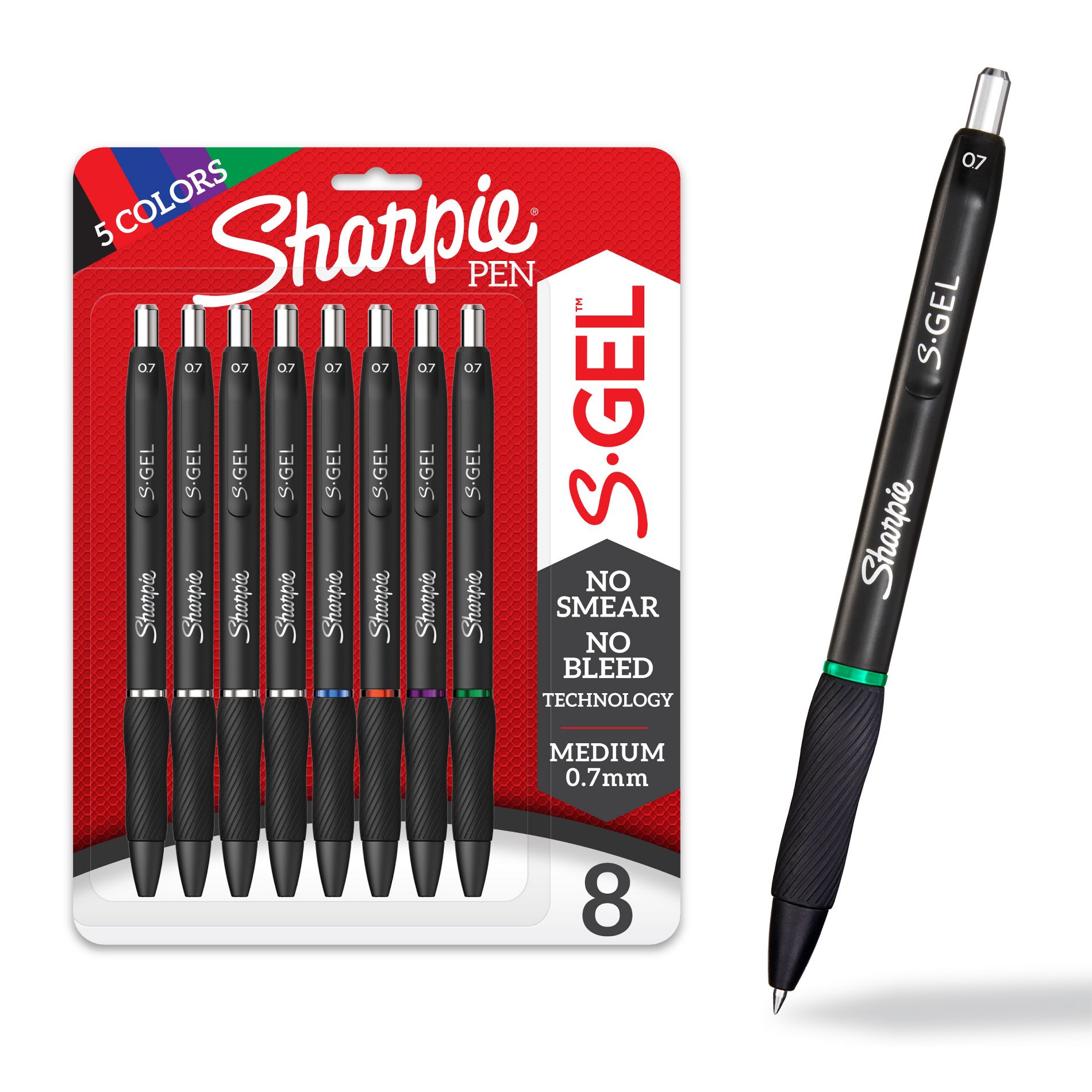 Sharpie 8pk S-Gel Pens 0.7mm Black Barrel Medium Tip Multiple Ink Colors