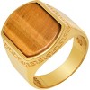 Steeltime men's 14k gold plated sterling silver and tiger eye ring with greek key accents - 2 of 3