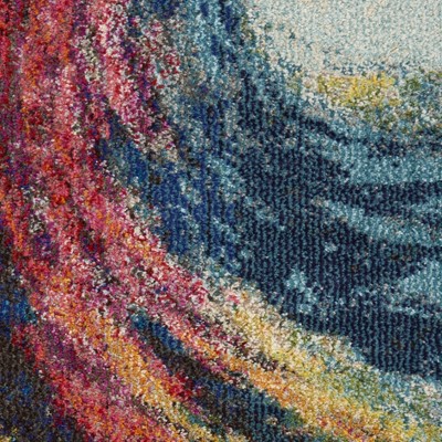Celestial Waves Multicolor Abstract Round Rug, 7'10"