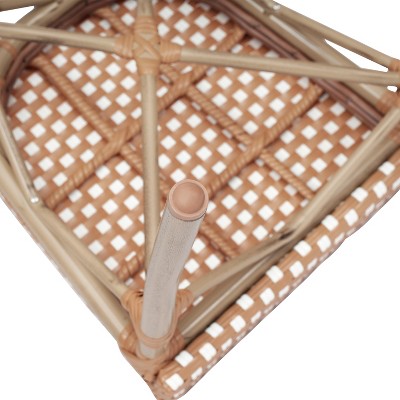 Brown and White Wicker Rattan Outdoor Bistro Chair