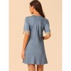 cheibear Women's Shorts Sleeves V Neck Pajamas Sleepwear Lace Trim Nightgowns - 3 of 4