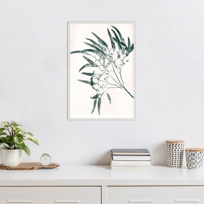 Eucalyptus Green Graphic Art on Canvas with White Frame
