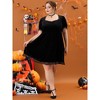 Agnes Orinda Women's Plus Size Velvet Lace Trim Short Sleeve Party A Line Dresses - 3 of 4