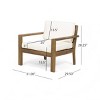 1 Piece Outdoor Club Chair with Cream Water-Resistant Cushions, Acacia Wood Patio Club Chair with Wire Brushed Finish for Garden or Deck-Coolbibila - 4 of 4