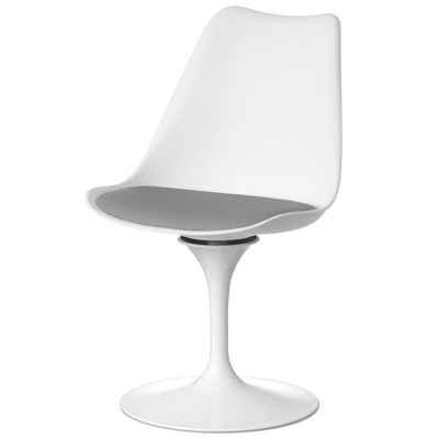 Fabulaxe Mid-Century Modern Swivel Tulip Side Chair with Comfortable Cushioned Seat, White Polypropylene Accent Side Chair
