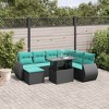 vidaXL Patio Sofa Set with Cushions and Table Outdoor 8 Piece Poly Rattan - Black - 2 of 4