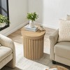 LuxenHome Brown Wood Fluted Round Side Table, 19" Mid Century Modern Wooden Accent Tables for Small Spaces, Bedside Table for Living Room - 2 of 4
