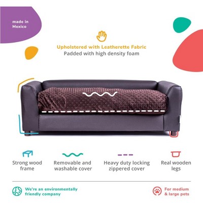 Small Orthopedic Chocolate Leatherette Dog Sofa Bed