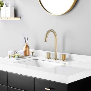 Widespread 8-Inch Bathroom Faucet with Two Handles, Brushed Golden Finish - 1 of 4